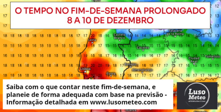 O tempo no fim-de-semana prolongado 8910 de Dezembro - Previsão