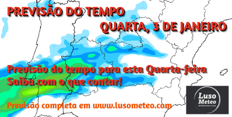 Previsão do Tempo para Quarta, 3 de Janeiro de 2024