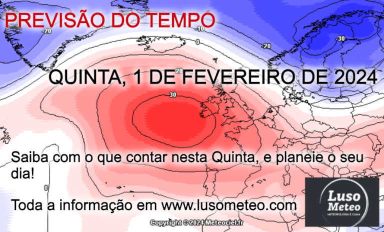 Previsão do Tempo para Quinta, 1 de Fevereiro de 2024