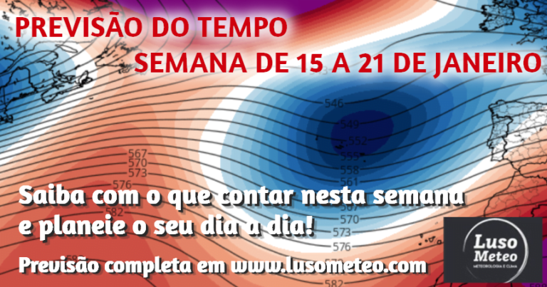 Previsão do Tempo na semana de 15 a 21 de Janeiro - chuvoso e quente no início, muito sol a caminho!