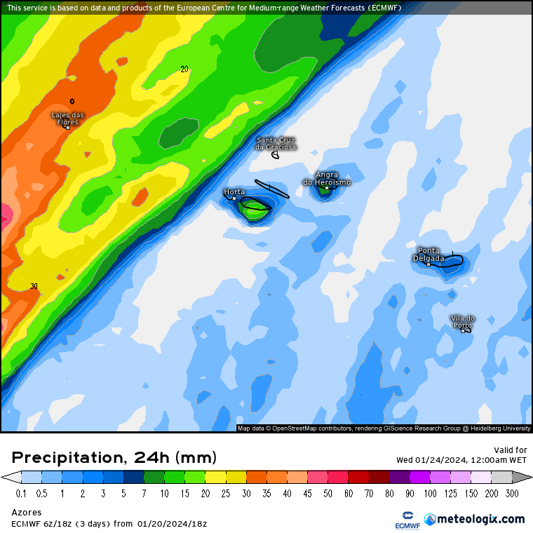 Previsao do Tempo para Terça, 23 de Janeiro de 2024 Chuva nos Açores Terça-feira dia 22 de Janeiro