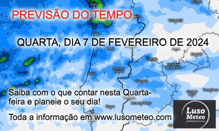 Previsão do Tempo para Quarta, 7 de Fevereiro de 2024 Previsão do Tempo para Quarta, 7 de Fevereiro de 2024