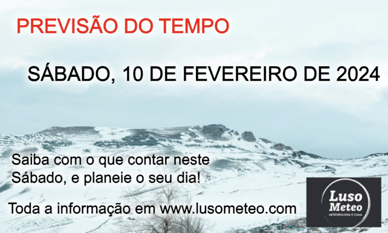 Previsão do Tempo para Sábado, 10 de Fevereiro de 2024 - Neve nas Serras
