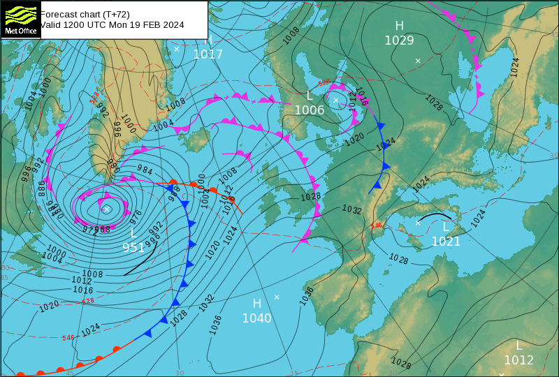 Previsão do Tempo para Segunda, 19 de Fevereiro - Análise frontal