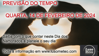 Previsão do Tempo para Quarta, dia 14 de Fevereiro - "Dia dos namorados" ... bem quente ...
