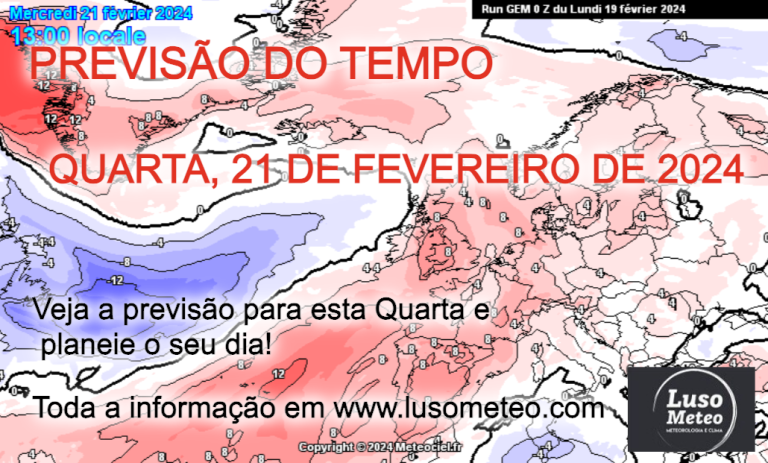 Previsão do Tempo para Quarta, 21 de Fevereiro de 2024