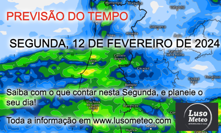 Previsão do Tempo para Segunda, 12 de Fevereiro de 2024 Previsão do Tempo para Segunda, 12 de Fevereiro de 2024