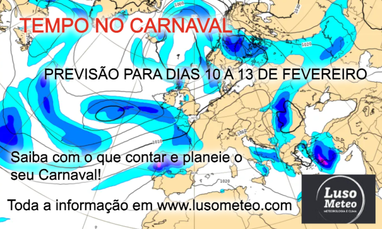 Fim-de-semana com previsão de chuva e neve – Dia de Carnaval mais quente – Previsão 10 a 13 de Fevereiro Fim-de-semana com previsão de chuva e neve - Dia de Carnaval mais quente - Previsão 10 a 13 de Fevereiro