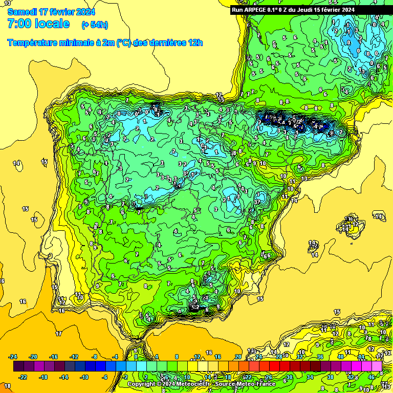 Temperaturas Sábado dia 17 de Fevereiro