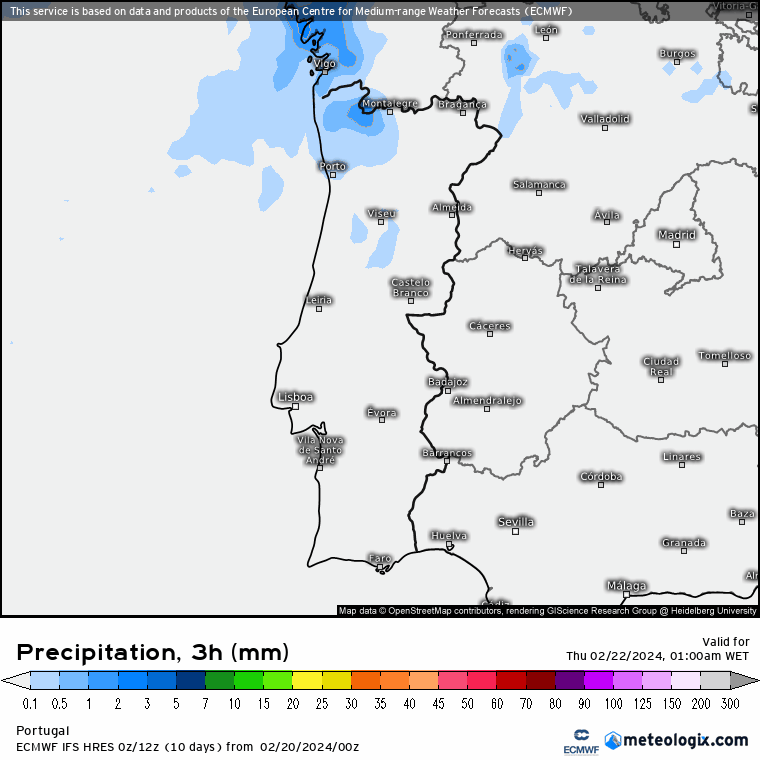 Tempo na Quinta, 22 de Fevereiro de 2024 - Previsão Chuva Quinta Previsão