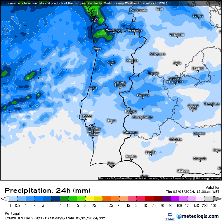 Previsão do Tempo para Quarta, 7 de Fevereiro de 2024 Chuva Portugal, Quarta, dia 7 de Fevereiro