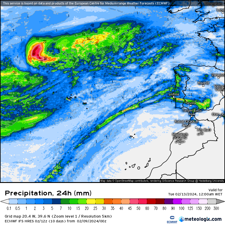 Fim-de-semana com previsão de chuva e neve - Dia de Carnaval mais quente - Previsão 10 a 13 de Fevereiro Chuva no dia 12, Segunda-feira