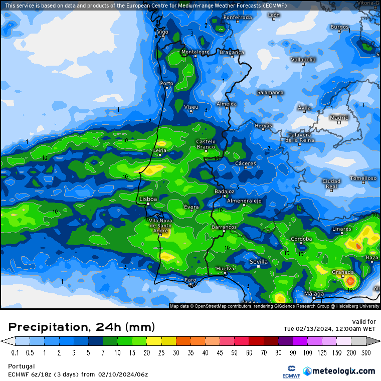 Previsão do Tempo para Segunda, 12 de Fevereiro de 2024 Chuva Segunda-feira dia 12, ECMWF