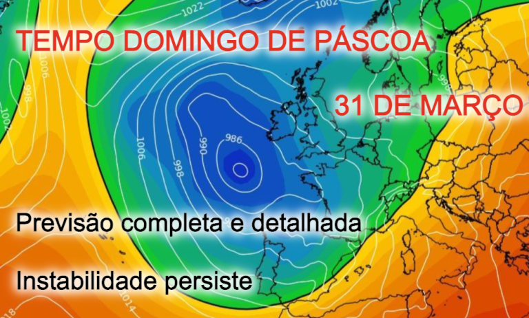 Tempo no Domingo de Páscoa, 31 de Março de 2024 – Mês termina com “mais do mesmo” Tempo no Domingo de Páscoa, 31 de Março de 2024 - Mês termina com "mais do mesmo"