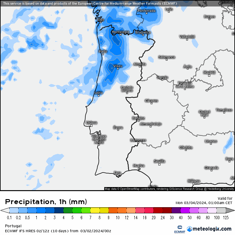 Tempo na Segunda, 4 de Março de 2024 - Instabilidade a persistir... Chuva na Segunda