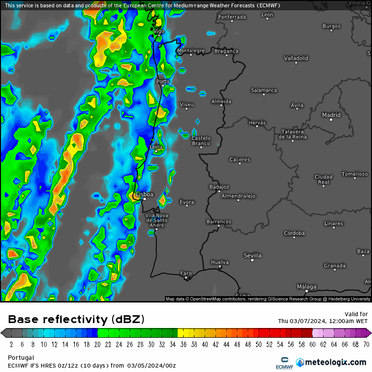 Tempo na Quinta, 7 de Março de 2024 - Tempo Instável - O que esperar? Chuva forte na Quarta em Portugal