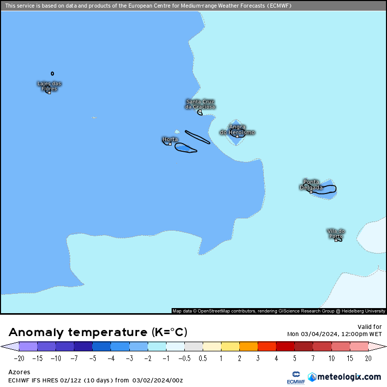 Tempo na Segunda, 4 de Março de 2024 - Instabilidade a persistir... Anomalia de temperatura