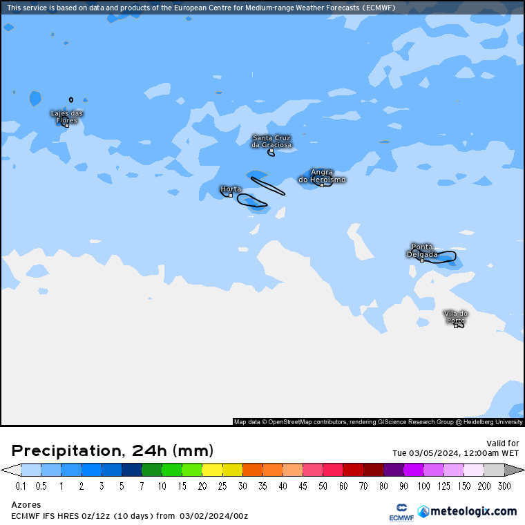 Tempo na Segunda, 4 de Março de 2024 - Instabilidade a persistir... Chuva nos Açores na Segunda