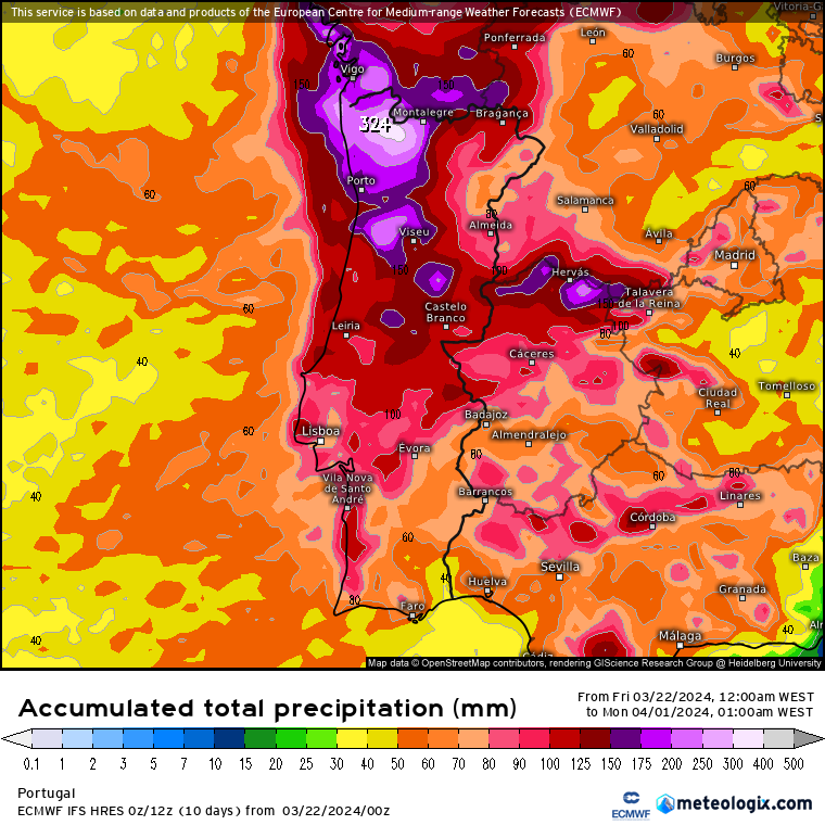 Tempo na Páscoa com chuva, frio, vento e neve! - Previsão do Tempo 23 Março a 7 de Abril Tempo nos próximos dias - Previsão de chuva ECMWF