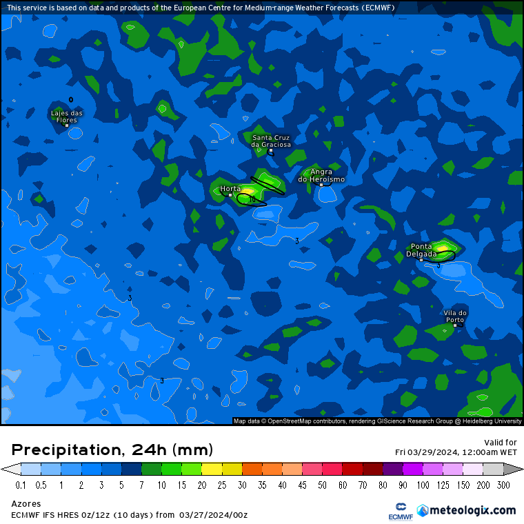 Tempo na Quinta, 28 de Março de 2024 - Saiba com o que contar! Chuva Açores Quinta dia 28