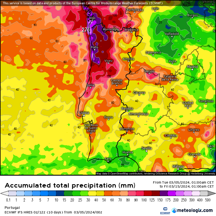 Tempo nos próximos dias - Grande nevão nas montanhas a partir de dia 7, possíveis surpresas no Sábado, 9 de Março Chuva a Norte, Seca no Sul...