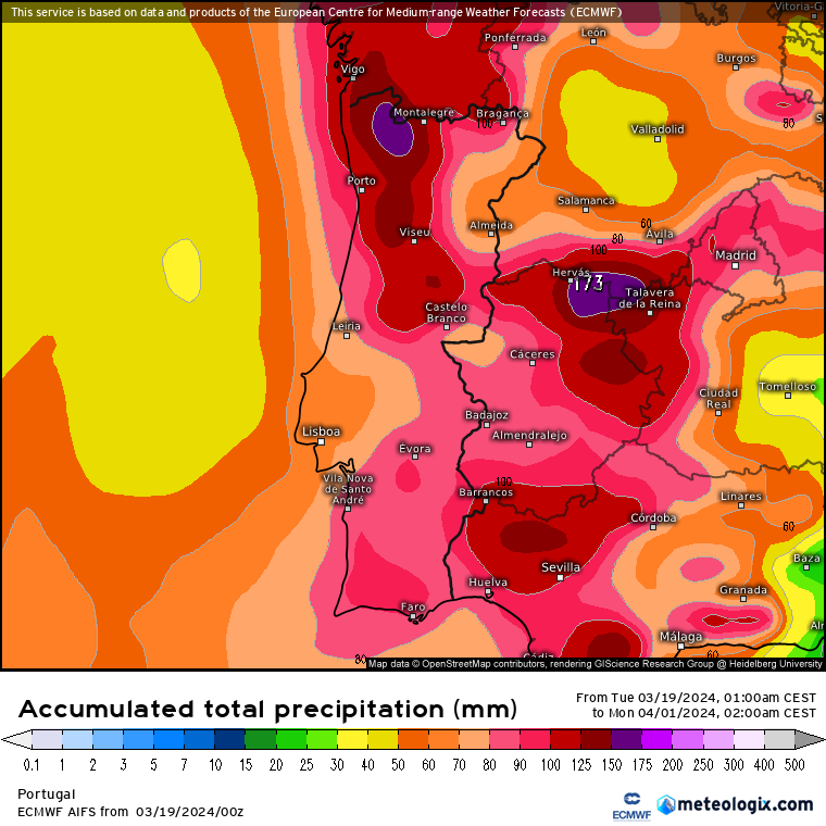 Tempo INVERNAL para o fim de Março - Antevisão 24 a 31 de Março - A Primavera chegou, mas vem aí chuva e neve... Tempo chuvoso e frio - Chuva prevista até final de Março - antevisão AIFS\ECMWF