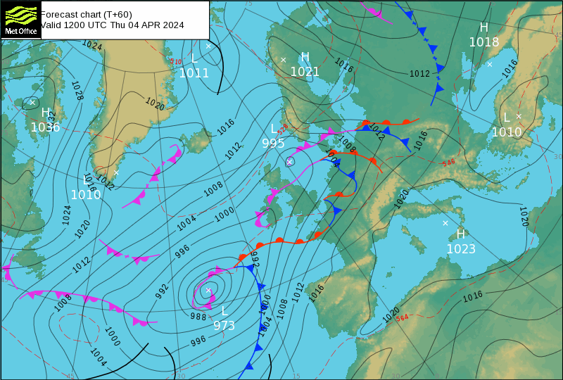 Tempo na Quinta - Carta MetOffice