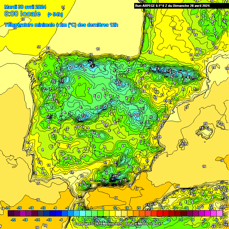 Temperaturas na Terça 30 de Abril