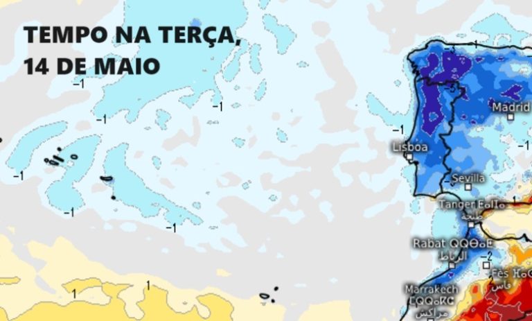 Tempo na Terça, 14 de Maio de 2024 - Dia muito cinzento e frio - nevará nas Serras?