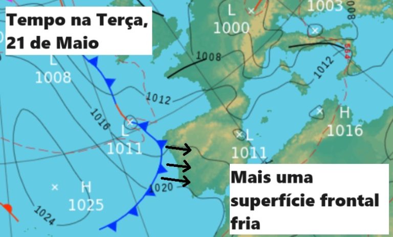 Tempo na Terça, 21 de Maio - Mais uma frente fria atravessa o território, e a Primavera continua instável...
