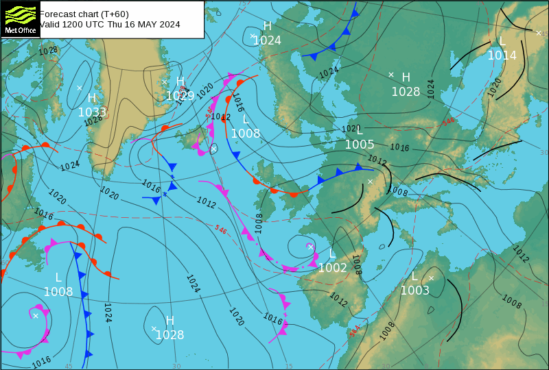 Tempo na Quinta, 16 de Maio de 2024 - Continuamos sob influência de uma depressão - saiba os detalhes MetOffice - Tempo na Quinta