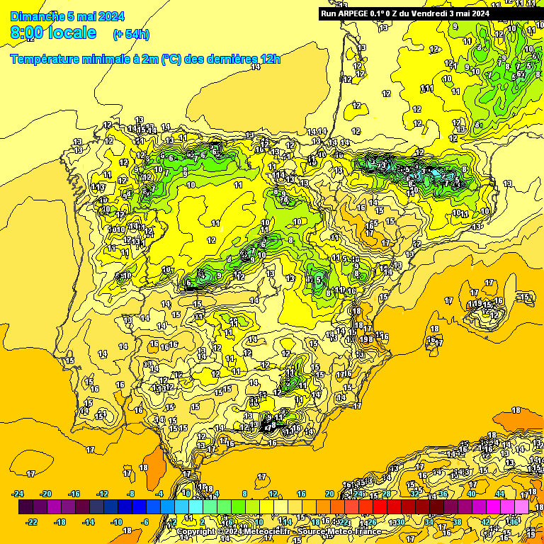 Tempo no Domingo, 5 de Maio - Abafado, sobe a temperatura, mas a chuva não dá tréguas... Temperaturas no Domingo