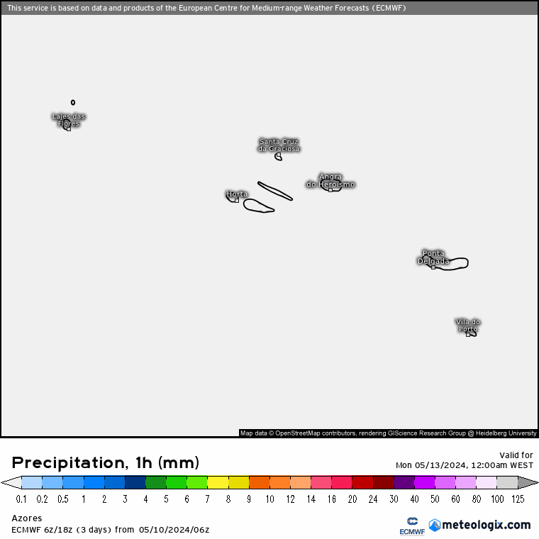ECMWF - Aguaceiros, Açores, 13 de Maio 2024