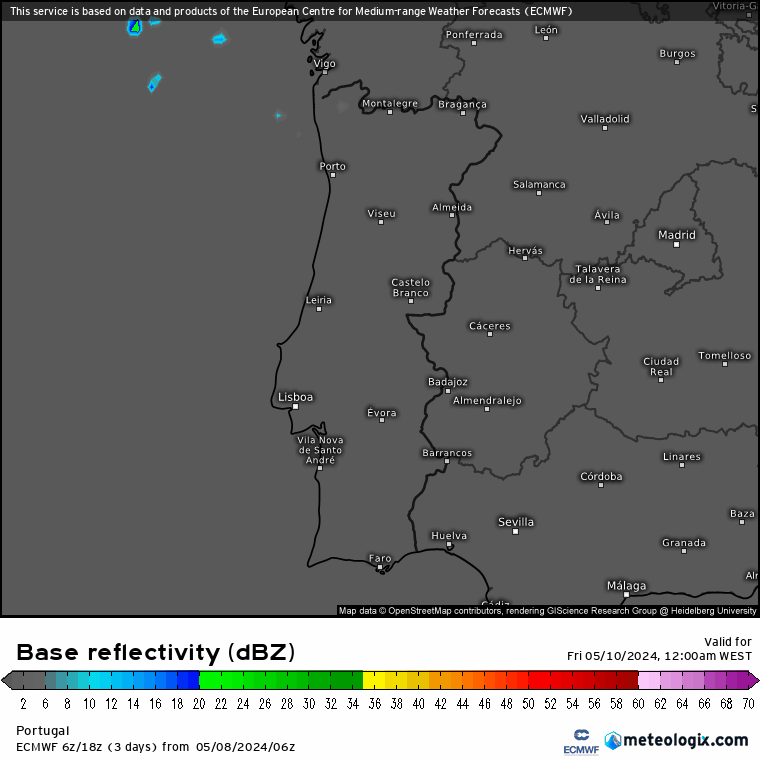 Radar - Simulação ECMWF, Sexta