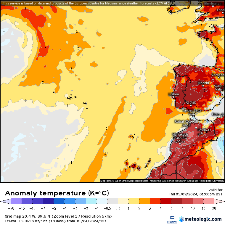 Anomalia de temperatura na Quinta 9 de Maio