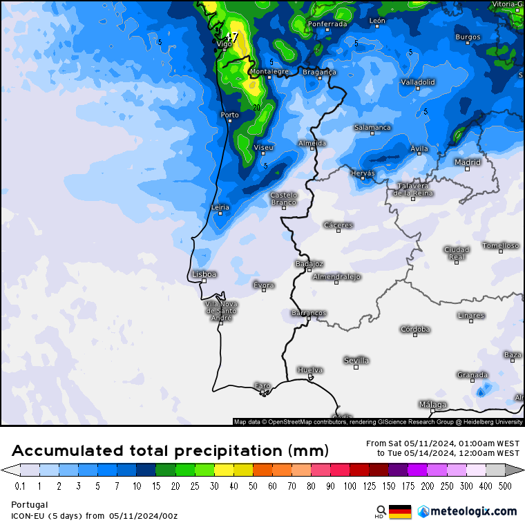 Chuva nos próximos dias em Portugal - Previsão do Tempo