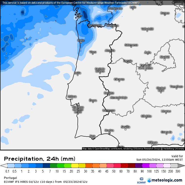 Tempo no Sábado, 25 de Maio - Volta a mudar o tempo, com mais nuvens e até chuva em alguns locais... Chuva no Sábado, ECMWF