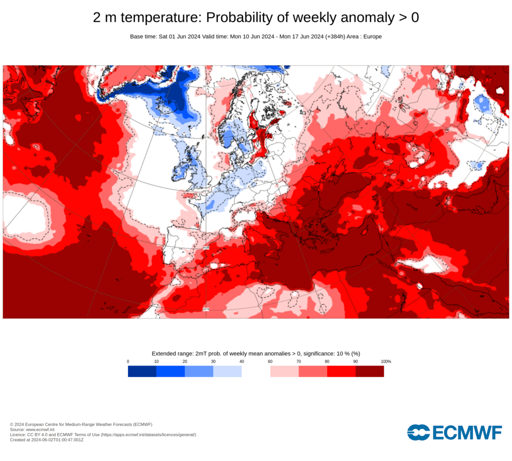 Tempo esta semana - 3 a 9 de Junho - Calor e possíveis trovoadas fortes (com granizo) - saiba com o que contar! ECMWF 10 a 17 de Junho