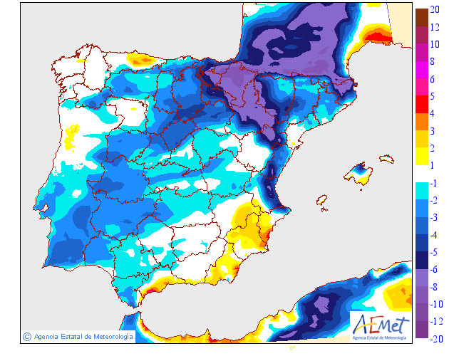 Tempo no Sábado, 15 de Junho - Um dia ventoso e fresco. Possível mudança significativa a caminho? Saiba a previsão completa! Tempo no Sábado - variação de temperaturas - AEMET