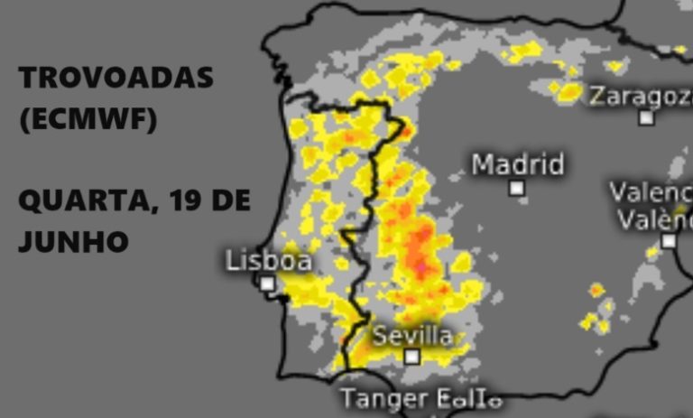 Tempo na Quarta, 19 de Junho - Efeitos de uma depressão, com possibilidade de trovoadas intensas, com granizo - saiba em que regiões!