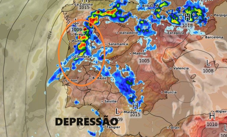 Tempo na Quinta, 27 de Junho - Depressão provoca chuva e trovoadas, com granizo - saiba em que regiões, e os detalhes!