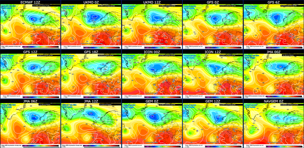 Tempo esta semana - 3 a 9 de Junho - Calor e possíveis trovoadas fortes (com granizo) - saiba com o que contar! Tempo esta semana - Incerteza na previsão, painel multi-modelo Meteociel
