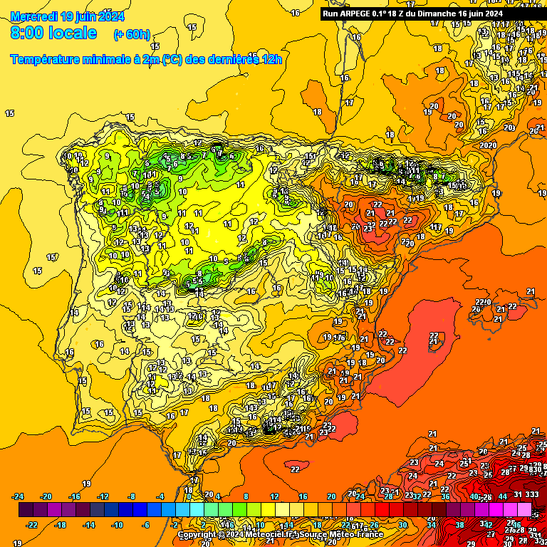 Temperaturas na Quarta 19 de Junho