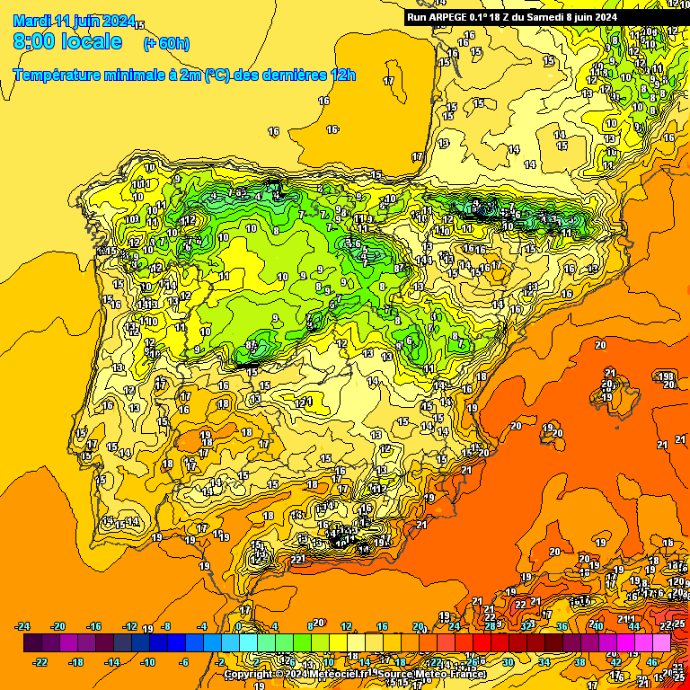 Temperaturas na Terça 11 de Junho