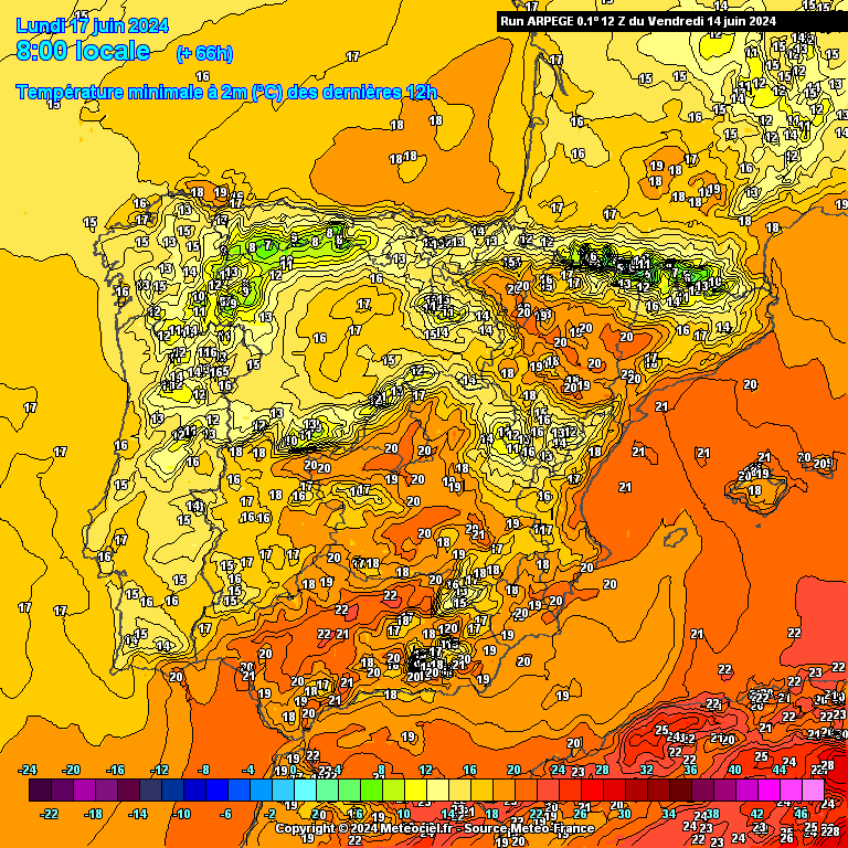Tempo na Segunda, 17 de Junho - Frente fria e chuva persistente, com vento - saiba em que regiões! Temperaturas na Segunda 17 de Junho - ARPEGE