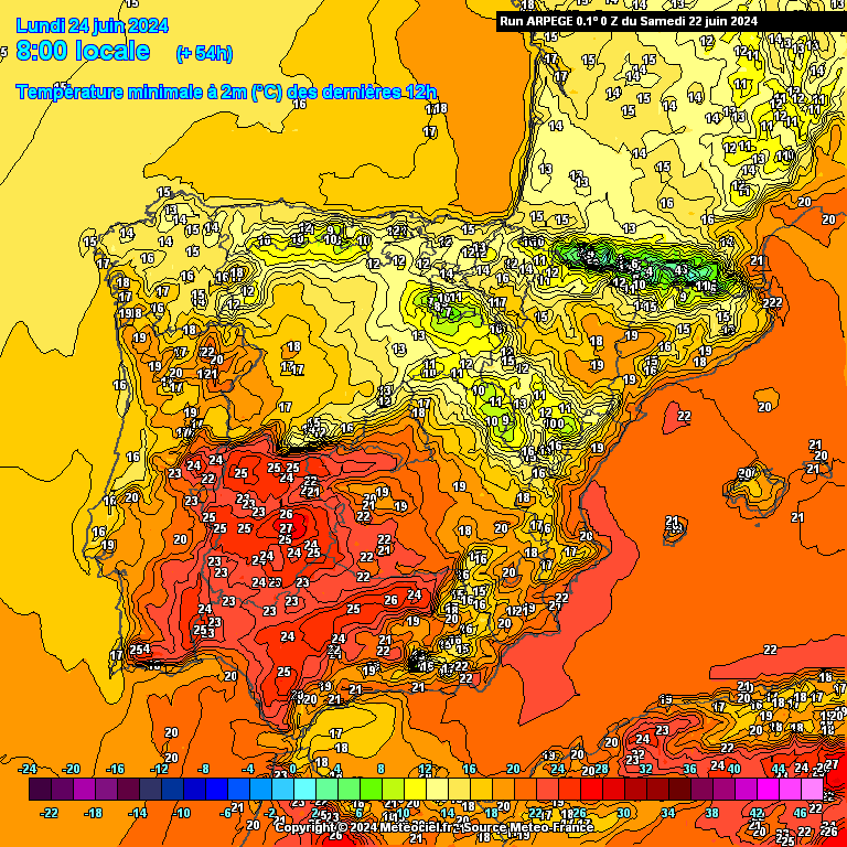 Tempo na Segunda, 24 de Junho - Temperaturas próximas dos 40ºC, e logo depois uma mudança completa! - Saiba tudo! Temperaturas na Segunda, 24 de Junho ARPEGE