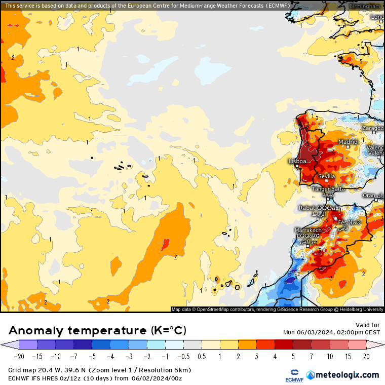 Anomalia de temperatura - ECMWF