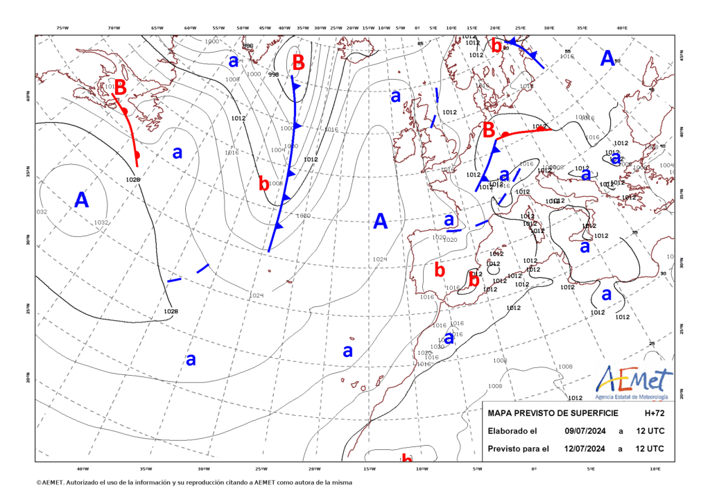 Tempo na Sexta, 12 de Julho - Novamente a nortada forte e descida de temperatura - anticiclone entre duas perturbações - saiba a previsão completa! Tempo na Sexta, 12 de Julho