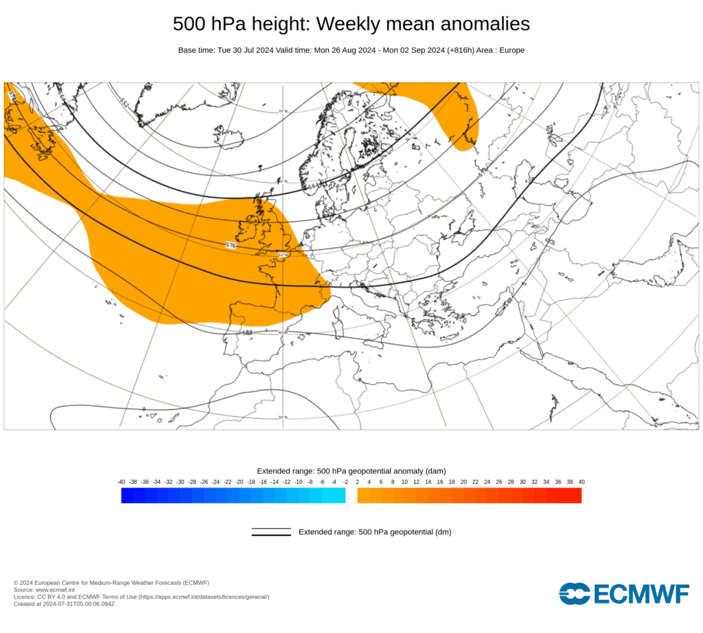 Tempo em Agosto de 2024 - Poderemos ainda ter o período mais quente do ano? Saiba como pode ser o último mês do Verão - Previsão completa última semana de Agosto 2024 - anticiclone forte? Previsão ECMWF