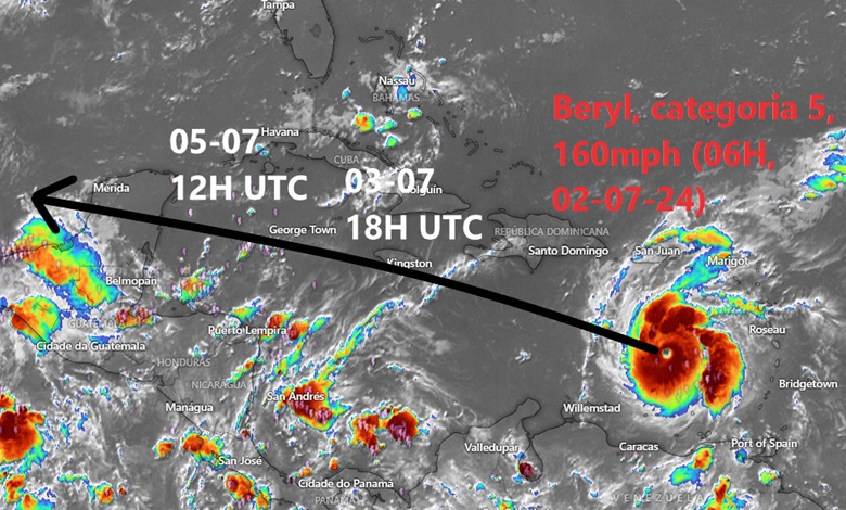Furacão Beryl - CATEGORIA 5 - Mais um recorde nas Caraíbas - saiba que locais podem ser afetados! Furacão Beryl - CATEGORIA 5 - Mais um recorde nas Caraíbas - saiba que locais podem ser afetados!